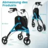 Skladací rolátor pre seniorov s ľahkým hliníkovým rámom 20 cm veľké kolesá Modrá