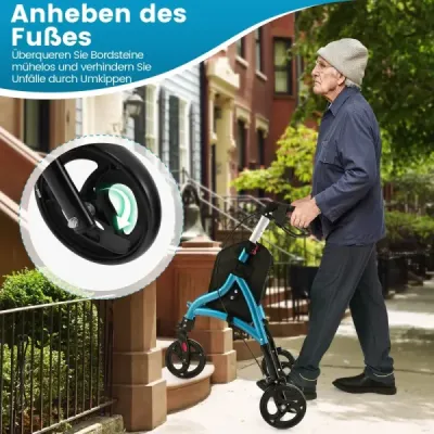 Skladací rolátor pre seniorov s ľahkým hliníkovým rámom 20 cm veľké kolesá Modrá