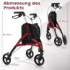 Chodítko pre seniorov skladací rolátor s ľahkým hliníkovým rámom 20 cm veľké kolesá červené