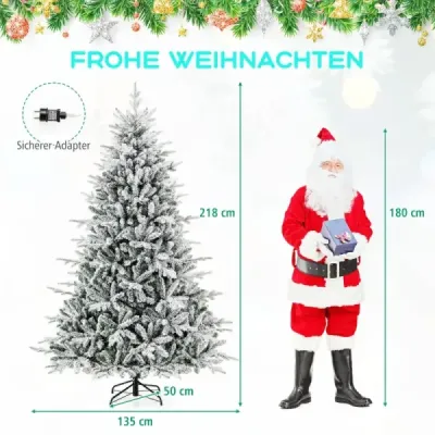 218 cm vysoký umelý vianočný stromček s 8 svetelnými režimami 350 rôznofarebných LED svetielok