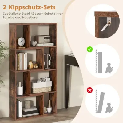 Regál na knihy so 4 úrovňami Stojaci regál s 8 priehradkami Kocka Regál 60 x 20 x 120 cm Hnedý