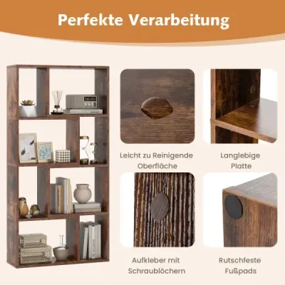 Regál na knihy so 4 úrovňami Stojaci regál s 8 priehradkami Kocka Regál 60 x 20 x 120 cm Hnedý