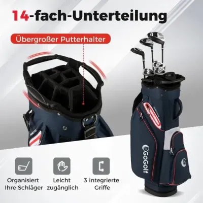 Golfová taška Ľahká golfová taška so 14 priehradkami Vodoodpudivá golfová taška Námornícka modrá