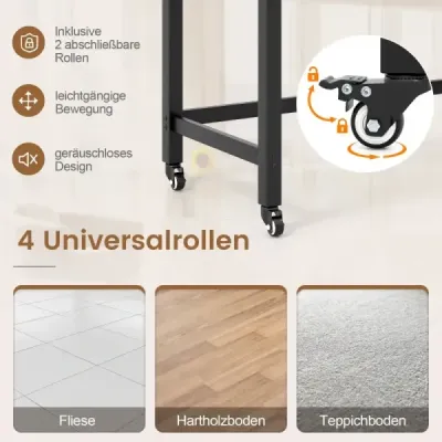 Stôl s kolieskami Počítačový stôl s odnímateľnou textilnou taškou a háčikom na slúchadlá 120 x 60 x 75 cm čierny Stôl s kolieskami Počítačový stôl s odnímateľnou textilnou taškou a háčikom na slúchadlá 120 x 60 x 75 cm čierny