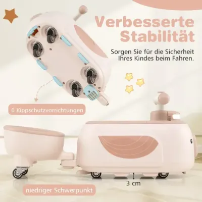 Detské šmykľavkové auto s prívesom a svetlom a úložným priestorom pod sedadlom Podlahová šmykľavka Béžová