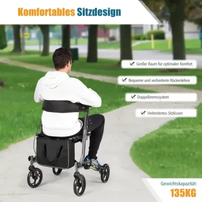 Hliníkový rolátor Skladací cestovný rolátor Výškovo nastaviteľný ľahký rolátor Sivý