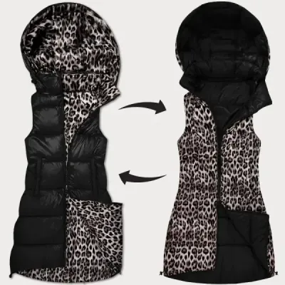Hrubá dámska vesta z odopínatelnou kapucňou MODA2602 čierna