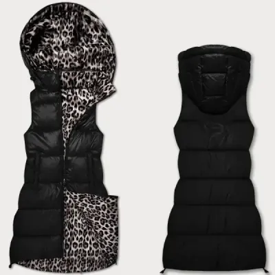 Hrubá dámska vesta z odopínatelnou kapucňou MODA2602 čierna