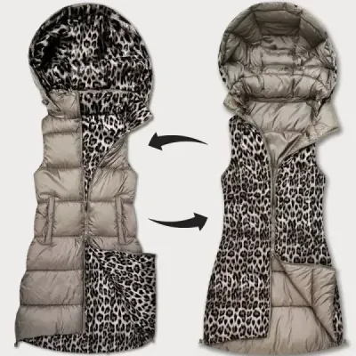 Hrubá dámska vesta z odopínateľnou kapucňou MODA2602 béžová