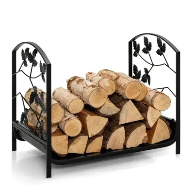 Stojan na drevo, kovový, odolný, stojan na drevo, stojan na drevo 48 x 34 x 41 cm, čierny