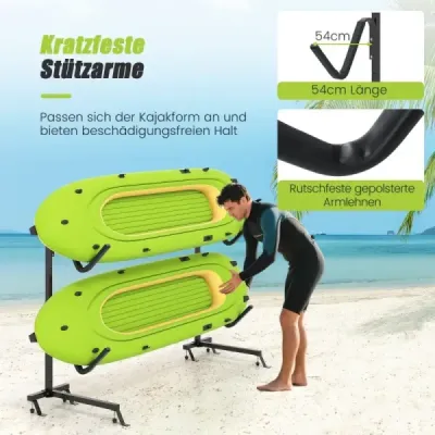 Držiak na kajak Stojan na kajak Stojan na kajaky SUP kanoe Nosnosť 80 kg Čierna
