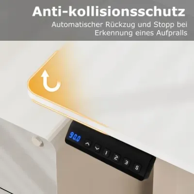 Výškovo nastaviteľný stôl 120 x 60 cm elektrický stojaci stôl Rustikálna biela