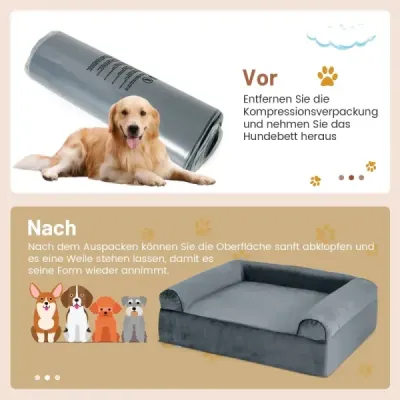 Ortopedická posteľ pre psov pre artritídu a staršie psy Pet lôžko s odnímateľným umyteľným krytom sivou šedou farbou