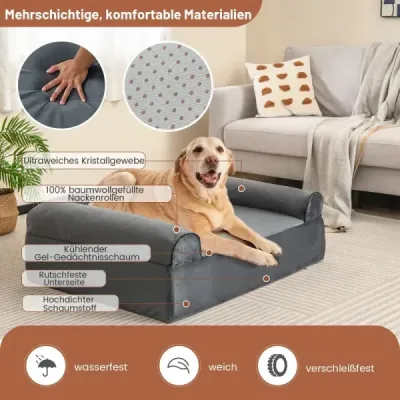 Ortopedická posteľ pre psov pre artritídu a staršie psy Pet lôžko s odnímateľným umyteľným krytom sivou šedou farbou