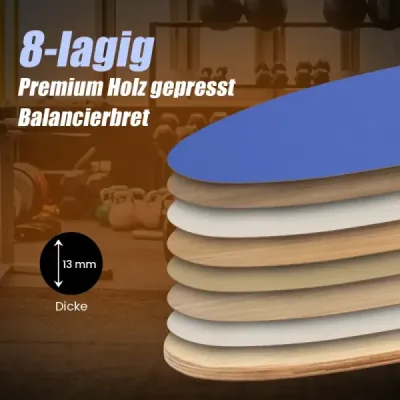 Balančná doska z dreva Balančná doska Balančný trenažér Trickboard na doma vrátane korkového kotúča Tmavomodrá