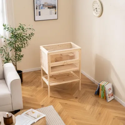 Klietka pre škrečky so skladacou strechou zo sieťoviny, akrylovým panelom a ohrádkou pre škrečky s uzamykateľnými dverami