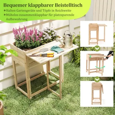 Zvýšený záhon so sklopnou doskou Drevený kvetinový box s drenážnymi otvormi 63 x 67 x 74 cm Príroda