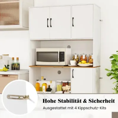 Bufetová skrinka so zásuvkou a stojanom na mikrovlnnú rúru Drevená kuchynská skrinka biela