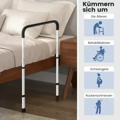 Pomocné zábradlie na posteli, nastaviteľné zábradlie rámu postele, bezpečnostná rukoväť proti pádu pre seniorov Biela