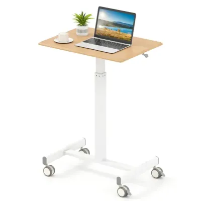 Mobilný stojaci stôl výškovo nastaviteľný stojaci stôl s plynovou tlakovou pružinou hladké kolieska príroda