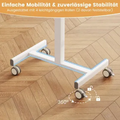 Mobilný stojaci stôl výškovo nastaviteľný stojaci stôl s plynovou tlakovou pružinou hladké kolieska príroda