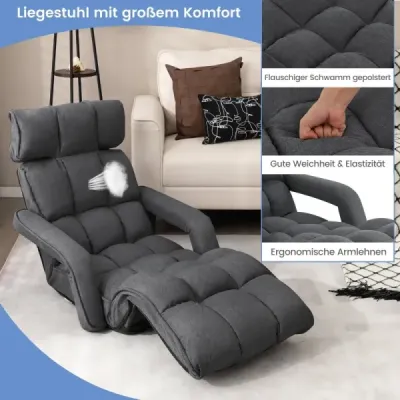 Rozkladacie kreslo Rozkladacia pohovka so 6 nastaviteľnými polohami 72 x 61 x 46,5 cm Tmavo sivá