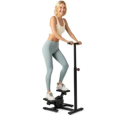 Stepper na tréning Twist Stair Stepper tréningové zariadenie s výškovo nastaviteľnou rukoväťou a protišmykovými pedálmi Čierna