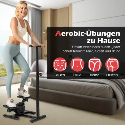Stepper na tréning Twist Stair Stepper tréningové zariadenie s výškovo nastaviteľnou rukoväťou a protišmykovými pedálmi Čierna