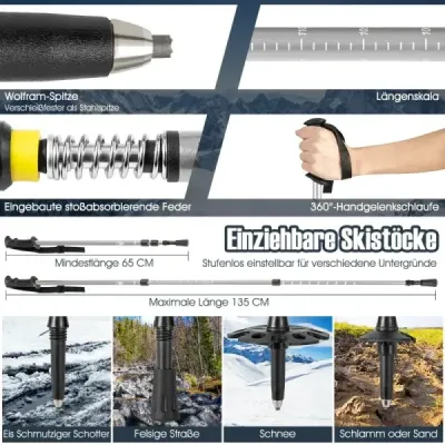 Všestranná sada snežníc 53 cm ergonomické snežnice s dvojitým západkovým systémom viazania strieborné