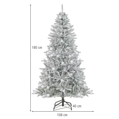 180 cm umelý vianočný stromček pokrytý snehom s 51 guľatými svetielkami, 250 teplými bielymi LED svetielkami a 637 konármi.
