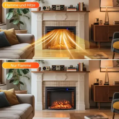 1500W elektrický krb s ohrevom a diaľkovým ovládaním a ochranou proti prehriatiu Nástenný krb Vstavaný krb