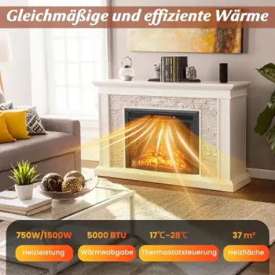 1500W elektrický krb s ohrevom a diaľkovým ovládaním a ochranou proti prehriatiu Nástenný krb Vstavaný krb