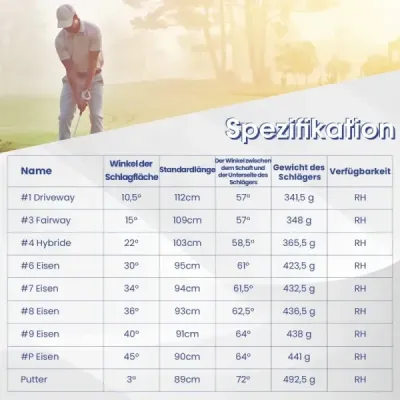9-dielna kompletná sada golfových palíc pre pravákov vrátane drivera zo zinkovej zliatiny šedej farby