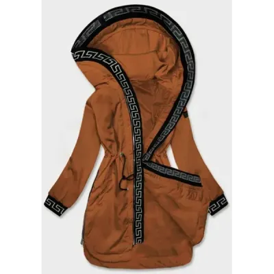 Tenká dámska bunda s ozdobným lemovaním karamel MODA8106