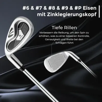 Kompletná sada golfových palíc a bagov pre ľavákov Prenosný ľahký golfový stojan Bag Grey
