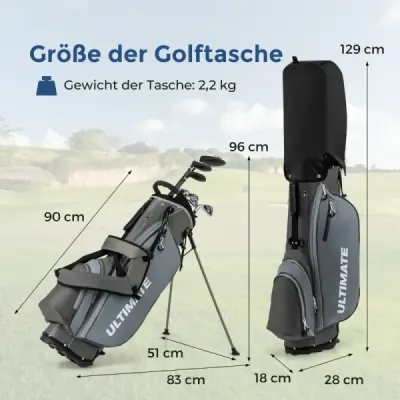 Kompletná sada golfových palíc a bagov pre ľavákov Prenosný ľahký golfový stojan Bag Grey