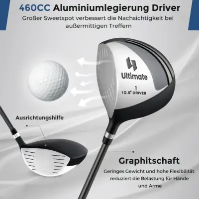Kompletná sada golfových palíc a bagov pre ľavákov Prenosný ľahký golfový stojan Bag Grey