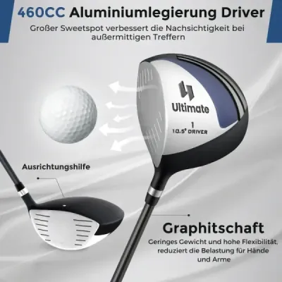 Kompletná sada golfových palíc a tašky pre ľavákov Prenosný ľahký golfový stojan Blue