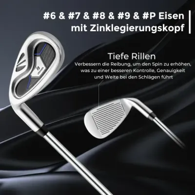 Kompletná sada golfových palíc a tašky pre ľavákov Prenosný ľahký golfový stojan Blue
