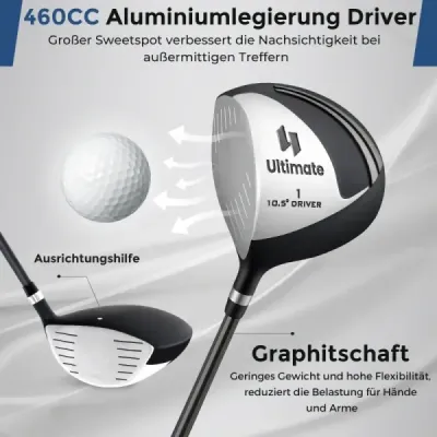 Kompletná sada golfových palíc a tašiek pre ľavákov Prenosný ľahký golfový stojan Black