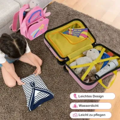 2-dielny detský kufor + batoh 47 cm dlhý kufor na kolieskach a 30 cm široký batoh hviezda