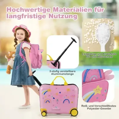 2-dielny detský kufor + batoh 47 cm dlhý kufor na kolieskach a 30 cm široký batoh hviezda