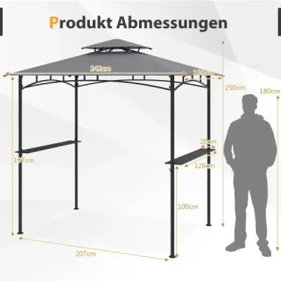 Vychutnajte si nekonečné hodiny grilovania v štýle a pohodlí! Náš grilovací pavilón s rozmermi 242 x 150 cm poskytuje dostatok t