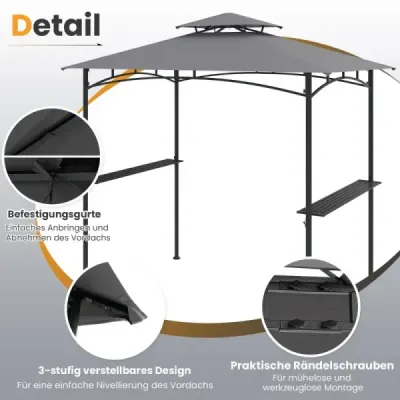 Vychutnajte si nekonečné hodiny grilovania v štýle a pohodlí! Náš grilovací pavilón s rozmermi 242 x 150 cm poskytuje dostatok t