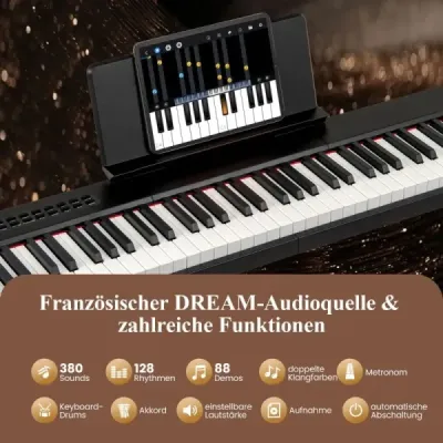 88 klávesov digitálne piano prenosné elektrické klávesy plnej veľkosti čierne