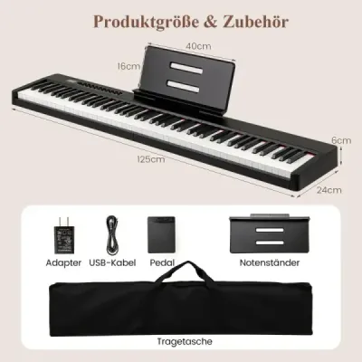 88 klávesov digitálne piano prenosné elektrické klávesy plnej veľkosti čierne