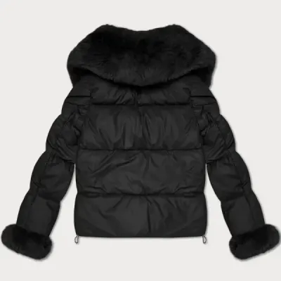 Dámska bunda s kožušinovým golierom  S'West MODA8257 čierna