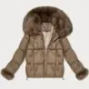 Dámska bunda s kožušinovým golierom  S'West MODA8257 béžová