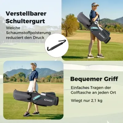 Golfová taška Ľahká golfová taška so 14 priehradkami Vodoodpudivá golfová taška Sivá