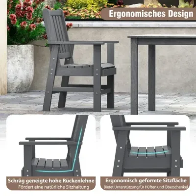 Plastová záhradná stolička Balkónová stolička odolná voči poveternostným vplyvom Záhradná stolička v sivej farbe vzhlad dreva